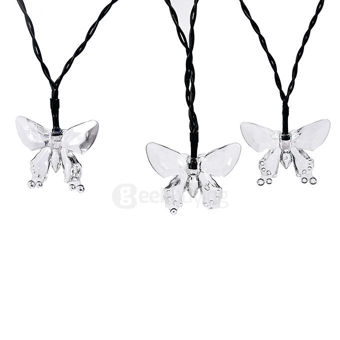 4.8m 20 LED Butterfly Solar Fairy String Lights Waterproof Lights for Garden Patio Path Christmas Indoor - Rainbow
