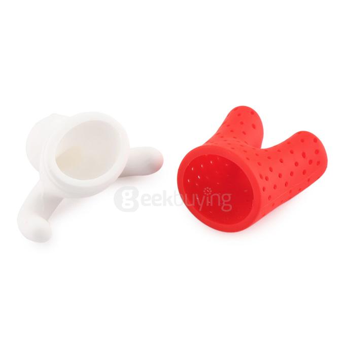 Portable Creative Silicon Mr Tea Infuser Tea Bag Holder - Red + White