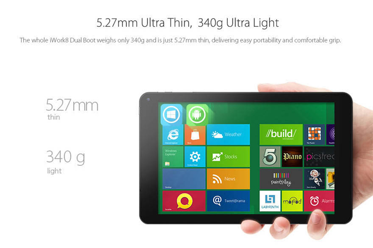 Cube iWork8 Dual Boot Windows10 & Android4.4 2GB/32GB 8 Inch Tablet PC Intel Z3735F Quad Core 1.83GHz IPS 1280*800 HDMI WiFi - Black