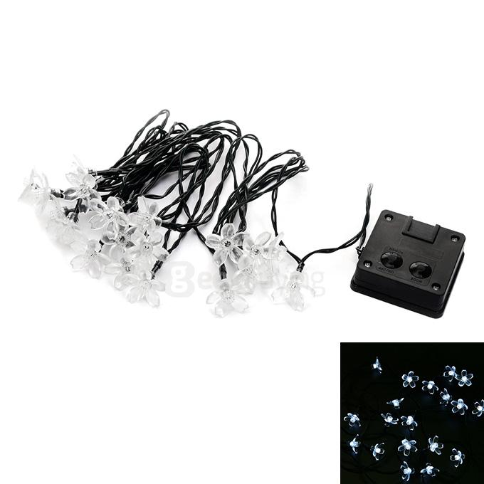 [Wholesale] 5pcs 4.8m 20 LED Sakura Lights Solar Outdoor Fairy Flower String Lights for Garden Patio Path Christmas Indoor - White
