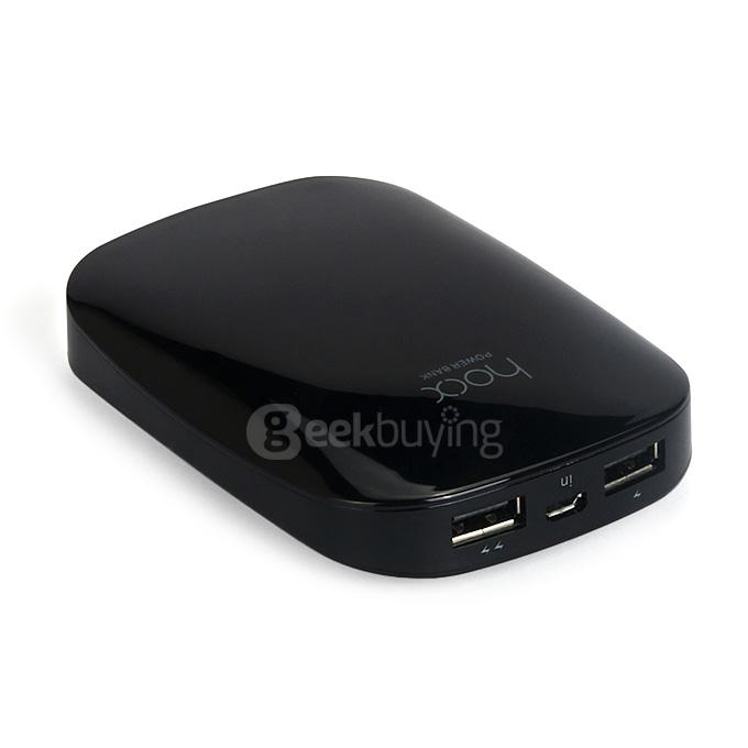 Hoox C02 Magic Stone Series 6000mAh Polymer Power Bank Dual USB Quick Charge Energy Saving - Black