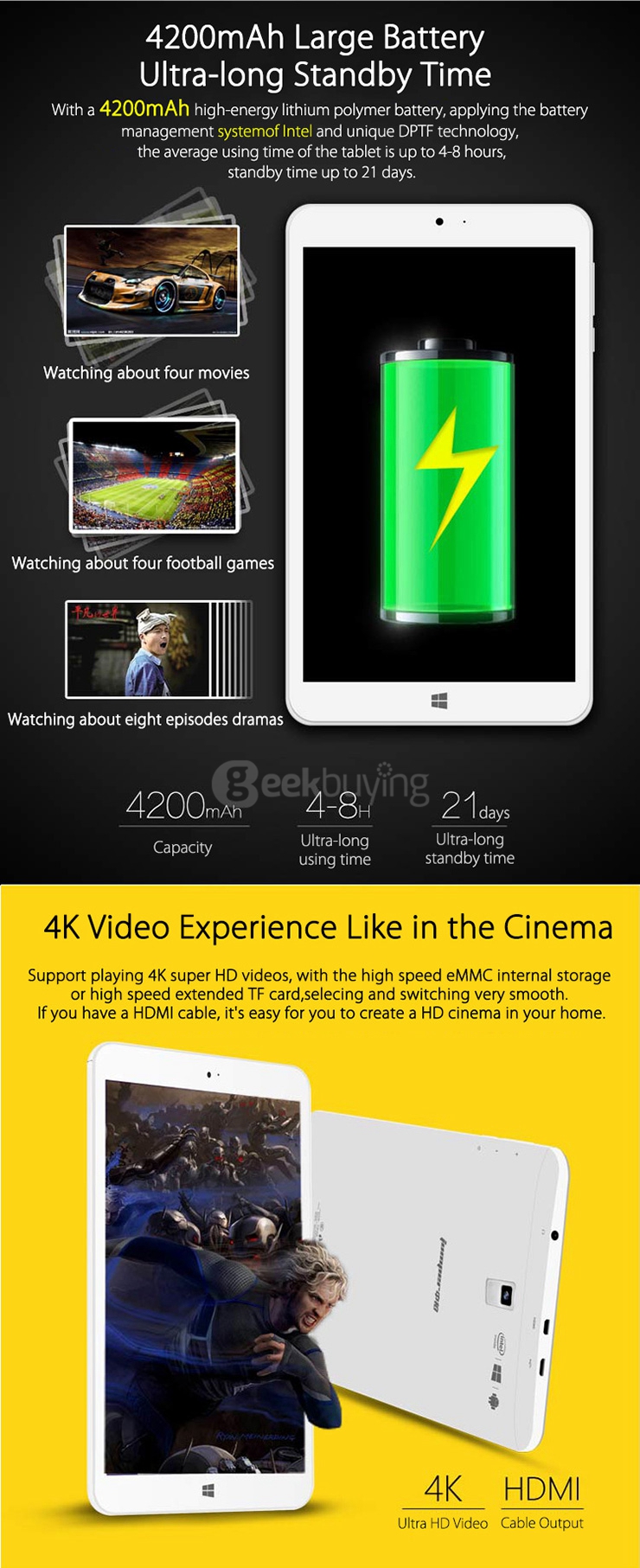 [HK Stock]Jumper EZpad Mini2 8 Inch Dual Boot Windows10 + Android4.4 Tablet PC 2GB/64GB Intel Z3735F Quad Core 1.83GHz IPS 1920*1200 HDMI - White