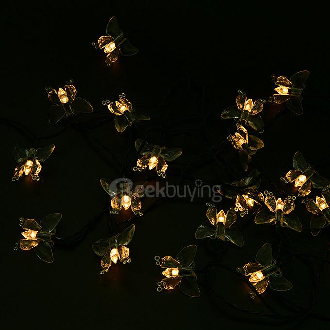[Wholesale] 5pcs 4.8m 20 LED Butterfly Solar Fairy String Lights Waterproof Lights for Garden Patio Path Christmas Indoor - Warm Color