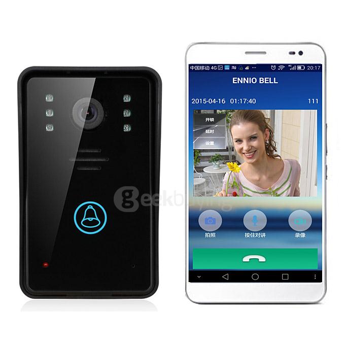 SYWIFI002 WiFi Wireless Video Door Phone Intercom IR Night Vision Home Security System Visual Door Ring(US Plug) - Black