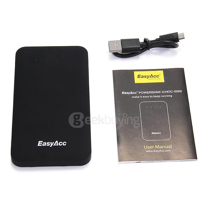 EasyAcc Cable 5000mAh External Battery Charger Portable Power Bank with Built-in Micro USB Cable