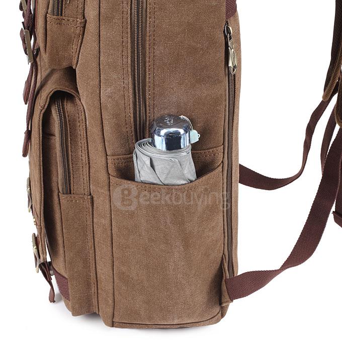 Kaukko FS261 Multi-pockets Computer Bag Personalized Canvas Bag Men Backpack - Khaki
