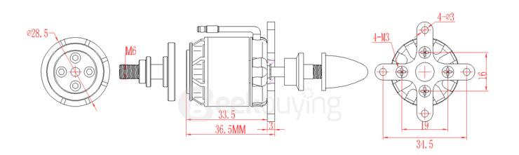 EMAX GT2215-12 2215 905KV Outrunner Brushless Motor For RC Quadcopter Multicopter Airplane