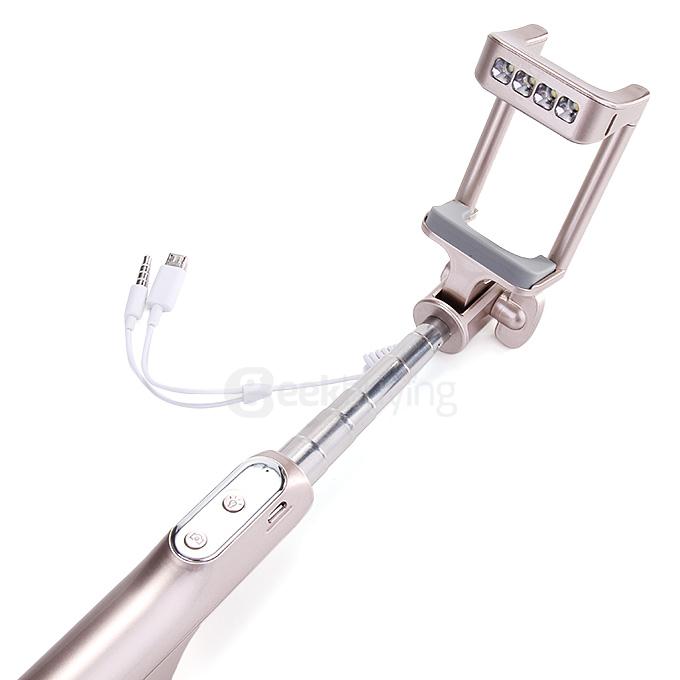 ADYSS 3-in-1 LED Selfie Stick Extendable Handheld Monopod with Dimmable Rechargeable LED Spotlight For Smartphone