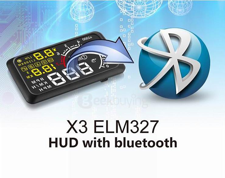 X3 5.5 Inch Car Head Up Display Car HUD Blutooth Connection  -  BLACK