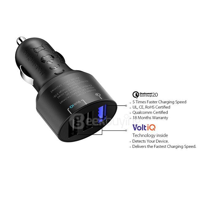 Tronsmart Quick Charge 2.0 42W 3 Ports USB Car Charger for Samsung Galaxy S6 S6 Edge Note 4 Note Edge/ Google Nexus 6/ Sony Xperia Z4 Z3/ HTC One M9 One M8/ Asus Zenfone 2