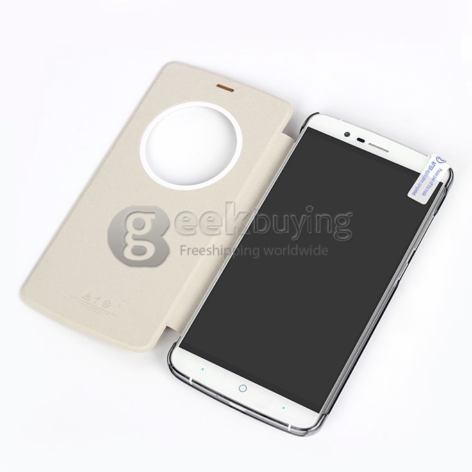 Protective PU Leather Hard Flip Cover Shell for Elephone P8000 Smartphone - Golden