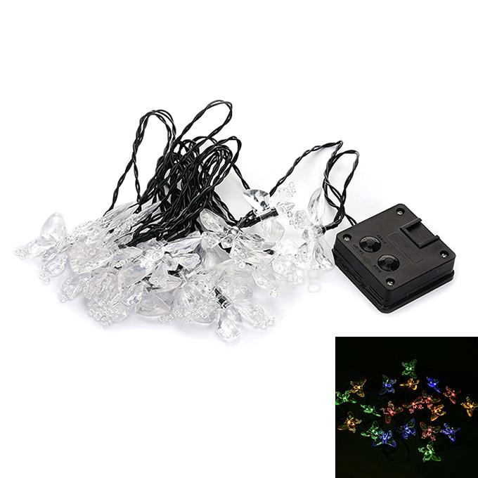[Wholesale] 5pcs 4.8m 20 LED Butterfly Solar Fairy String Lights Waterproof Lights for Garden Patio Path Christmas Indoor - Rainbow