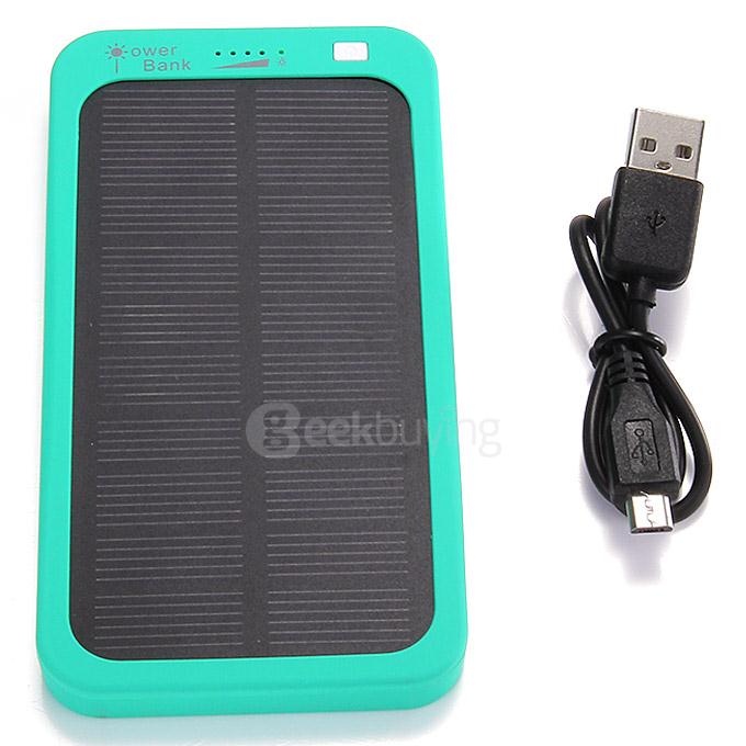 [Spain Stock] 5000mAh Solar Power Bank Li-Polymer Battery Mobile Charger for iPhone 6 / 6 Plus iPhone 6s Samsung - Green