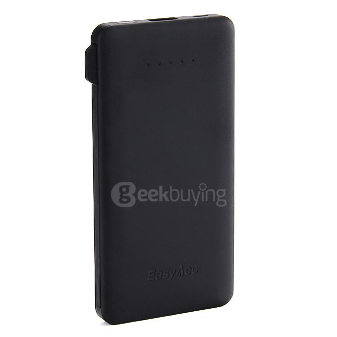 EasyAcc 6000mAh Ultra Slim Power Bank External Battery Smart Output Portable Charger With Built-in Micro USB Cable