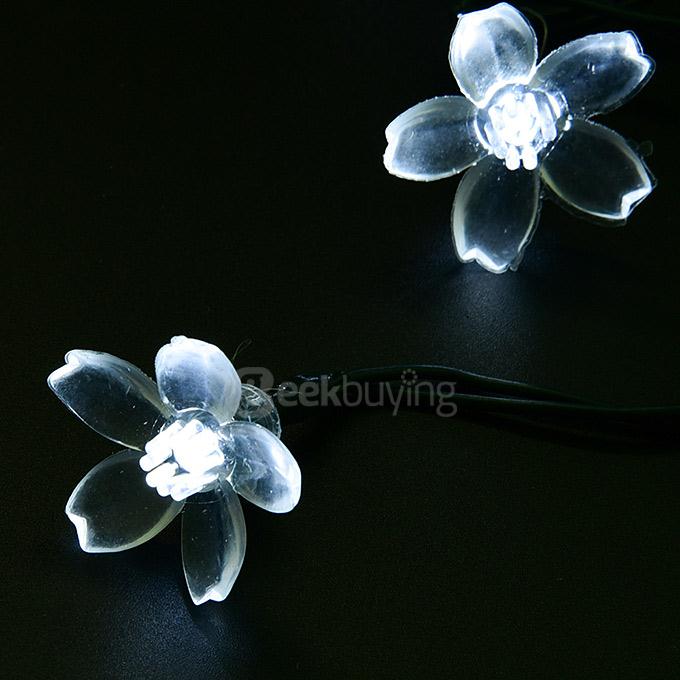 [Wholesale] 5pcs 4.8m 20 LED Sakura Lights Solar Outdoor Fairy Flower String Lights for Garden Patio Path Christmas Indoor - White