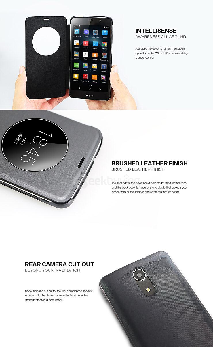 Original Protective PU Leather Hard Flip Cover Shell for ZOPO Speed 7 Plus - White