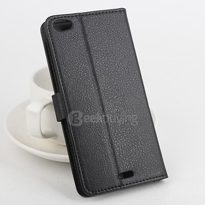 Protective Hard Cover Flip Stand Leather Case for UMI IRON Smartphone - Black