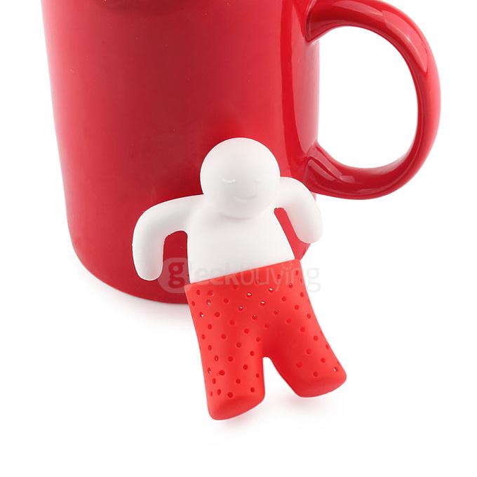 Portable Creative Silicon Mr Tea Infuser Tea Bag Holder - Red + White