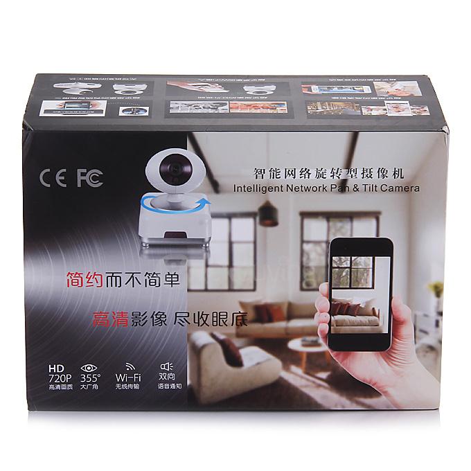 PT100C Intelligent Network Pan & Tilt WiFi Wireless Camera Smart Two-way Chatting 720P HD Webcam(US Plug) - White