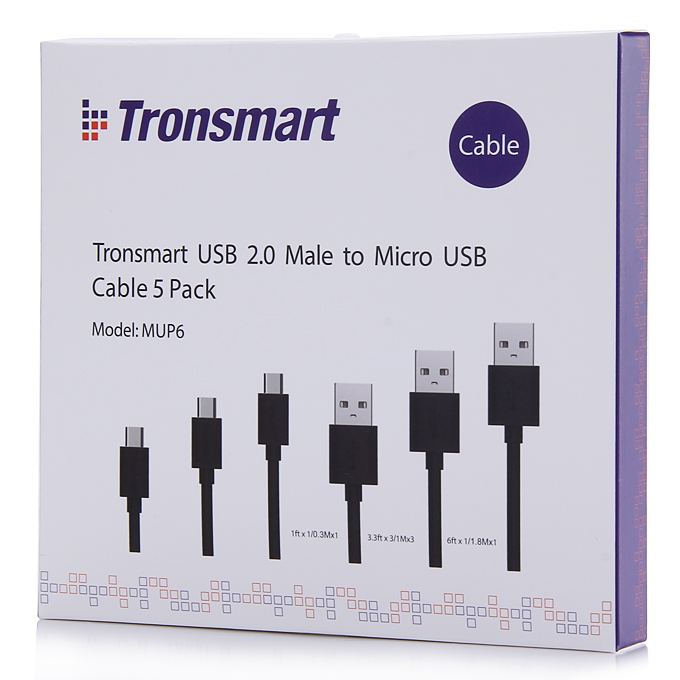 Tronsmart [5 Pack] Micro USB Cable 1ft*1 & 6ft*1 & 3.3ft*3 High Speed USB Male to Micro USB Sync/Charging Cables