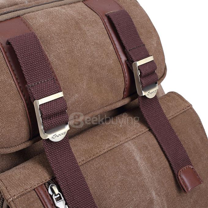 Kaukko FS261 Multi-pockets Computer Bag Personalized Canvas Bag Men Backpack - Khaki