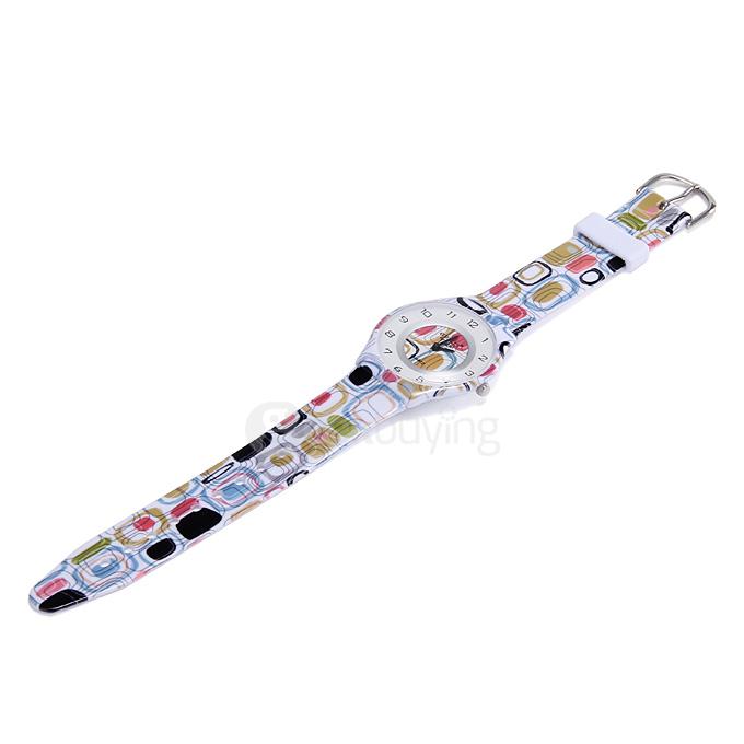 Willis 9918 Colored Blocks Designs Ultra-thin Waterproof Children Watch - White