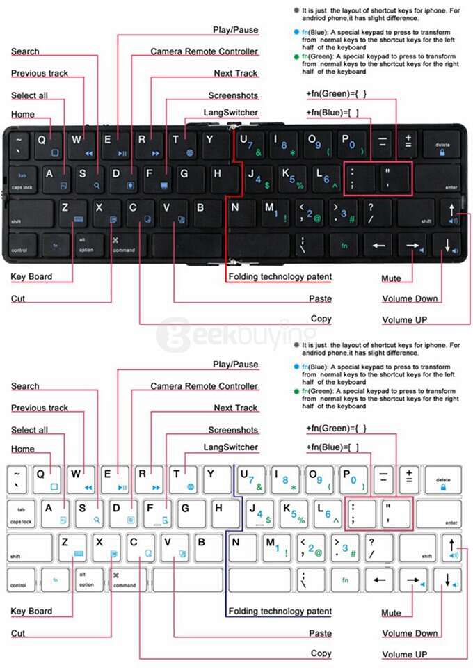 Flyshark ILEPO360 Ultrathin Foldable Wireless Bluetooth 3.0 Keyboard Full Size Multi-function Intelligent Mini Chocolate Keyboard - Silver