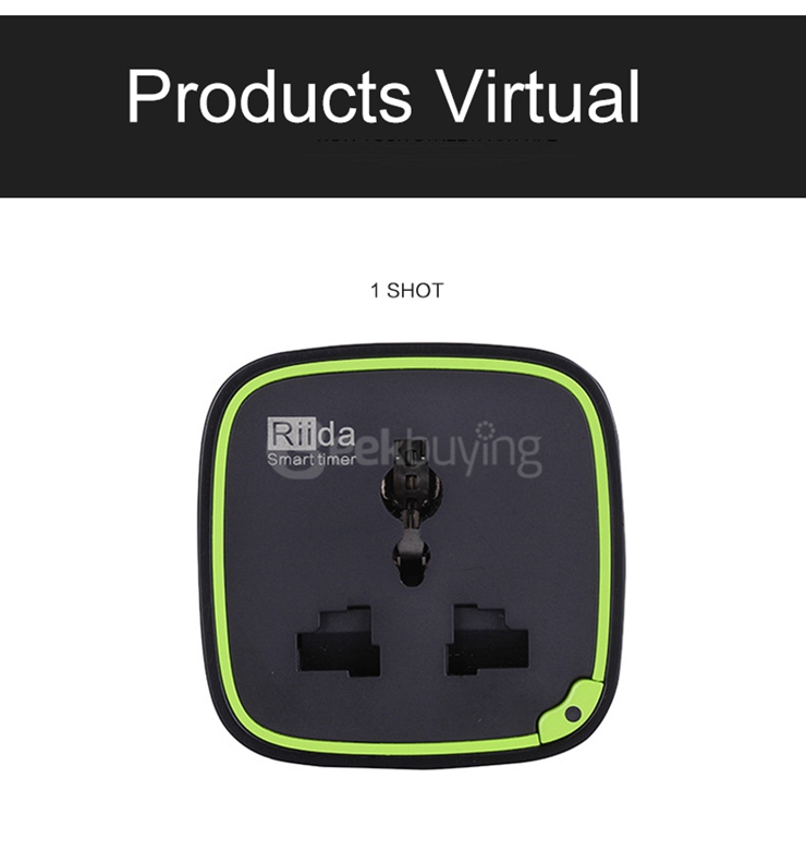 Rii da R01 Smart Programmable Timer Socket High Accuracy Electric Energy Measurement Tool - Black+green