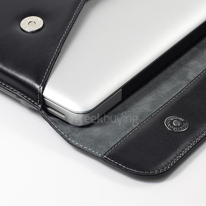 [Wholesale] 10pcs LENTION® Elegant Leather Sleeve Case for 13 Inch Macbook Air - Black + Silver