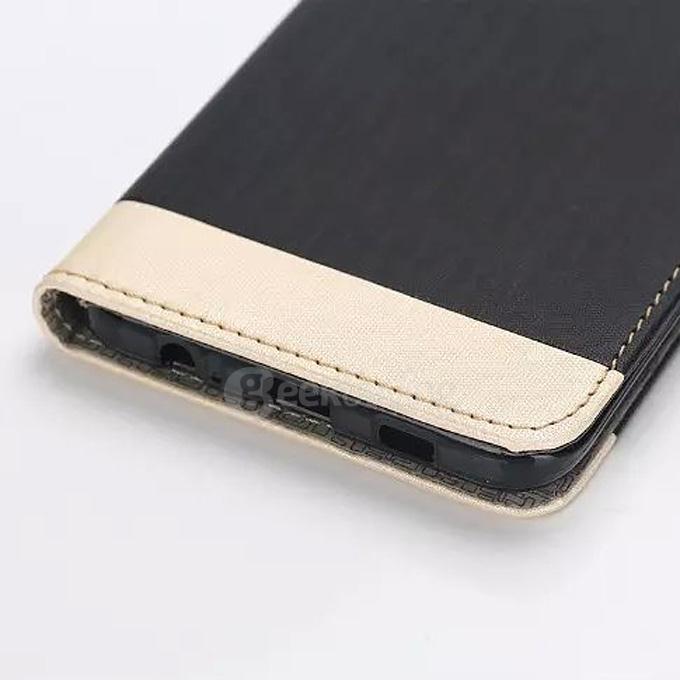 White Side Protective Leather Case With Holder/Card Slots/Wallet For Samsung Galaxy S6 Edge Plus - Black
