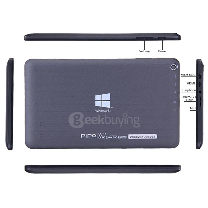 PIPO W4S 8 Inch Dual OS Windows 10 & Android 4.4 Tablet PC 2GB/32GB Intel Z3735F Quad Core 1.83GHz IPS 1280*800 HDMI Bluetooth WiFi - Black