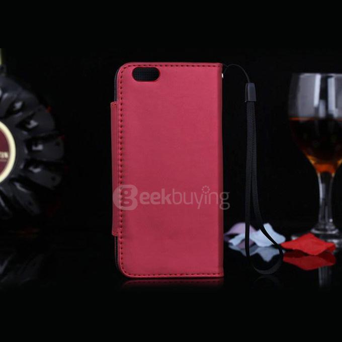 Clip Style Luxury Flip Pattern Wallet Leather Case Cover with Strap For Apple iPhone 6s 4.7inch - Red