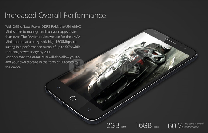 UMI EMAX Mini 4G LTE 5.0inch FHD Android 5.0 2GB 16GB Smartphone 64bit Qualcomm 615 Octa Core 1.5GHz 13.0MP OTG - Black