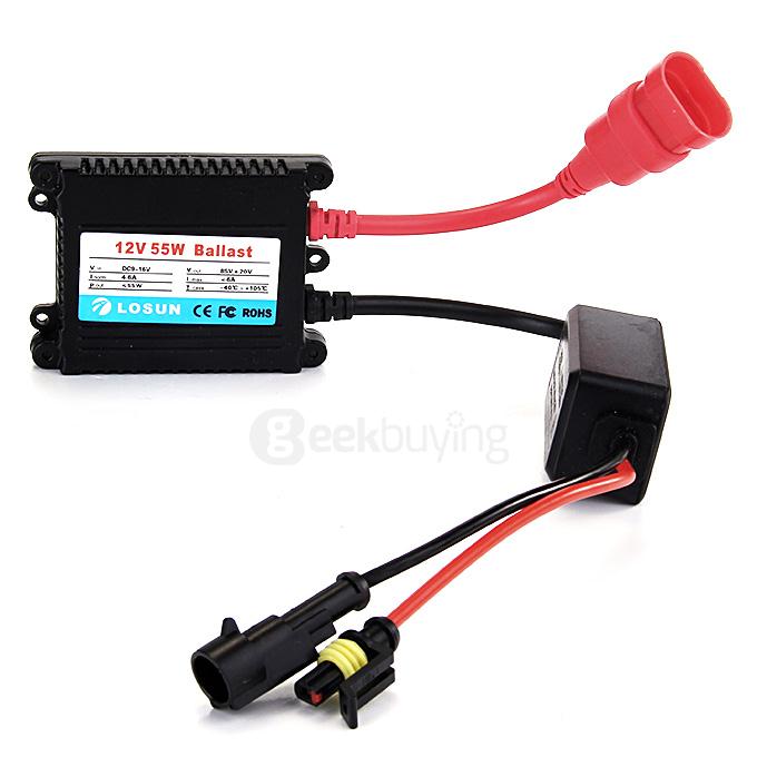 6000K H7 55W 12V Xenon HID Kit Car Headlight Slim Ballast Xenon Bulb White light - Black + White (One Pair)