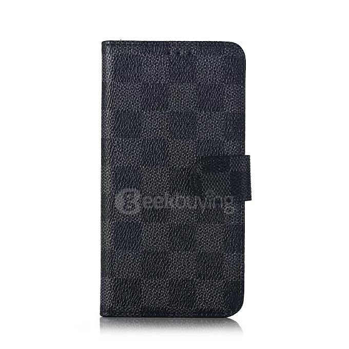 Plaid Pattern Protective Leather Case With Holder/Card Slots/Wallet For Samsung Galaxy S6 Edge Plus - Black