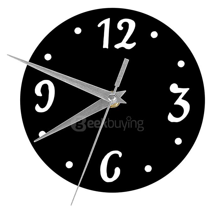 Fashion Home Decal Art Mural Lotus DIY 3D Acrylic Mirror Sticker Wall Clock - Red + Black