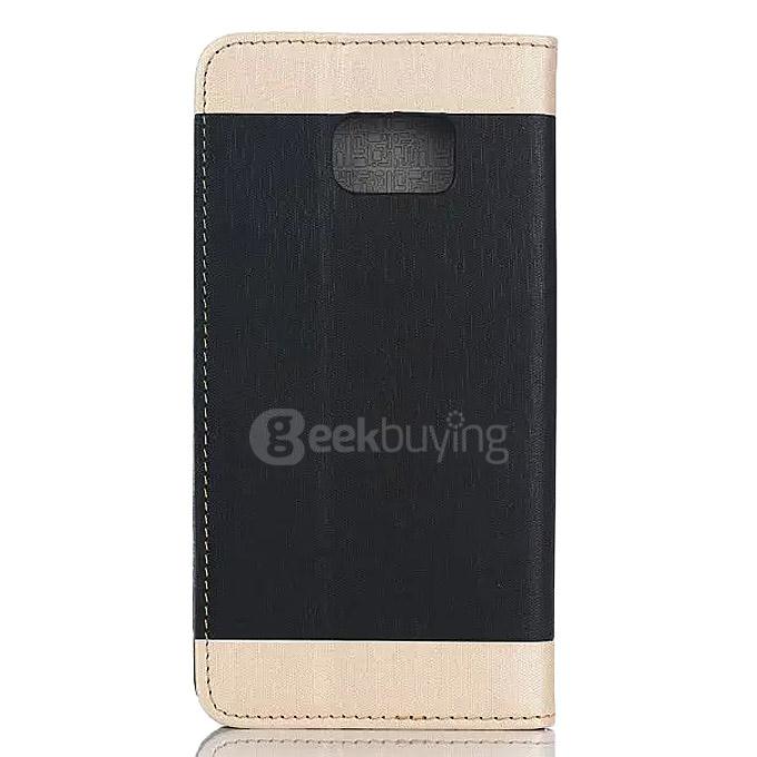 White Side Protective Leather Case With Holder/Card Slots/Wallet For Samsung Galaxy S6 Edge Plus - Black