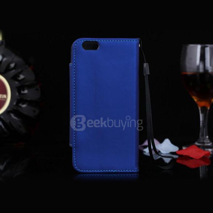 Clip Style Luxury Flip Pattern Wallet Leather Case Cover with Strap For Apple iPhone 6s Plus 5.5inch - Blue