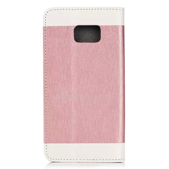 White Side Protective Leather Case With Holder/Card Slots/Wallet For Samsung Galaxy S6 Edge Plus - Pink