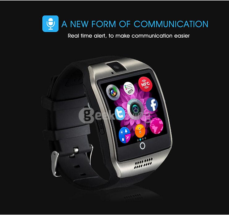 Q18 MTK6260A 1.3MP Camera TF Card and SIM Card Slot NFC Bluetooth 3.0 Smartwatch Smart Phone for Android and IOS - Silver