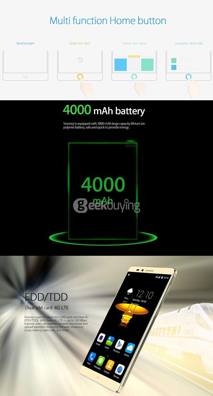 [HK Stock] Elephone Vowney Lite 5.5inch FHD Screen Android 5.1 3GB 16GB Smartphone 64bit MTK6795 Octa Core Touch ID Hotknot 4000mAh - Black