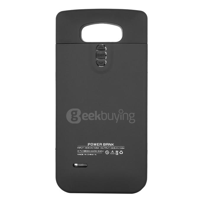 External Backup Battery 5V 0.5A Output Li-ion Polymer 3800mAH Case with Back Home Button For LG G4 Smartphone - Black