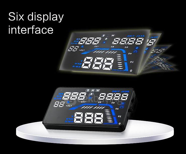 Q7 5.5'' GPS HUD Head Up Display Windscreen Projector Model Display - Black