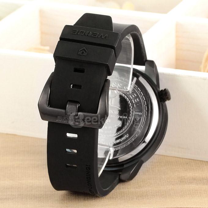 WEIDE UV1505 Trendy 3ATM Waterproof Electronic Men Quartz Sport Watch PU Strap Alloy Shell Dual Time Zones with Compass - White+Black