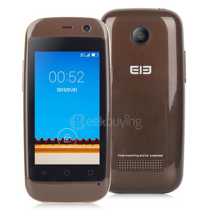 [HK Stock] Elephone Q 2.45inch Android 4.4 OS 512MB RAM 4GB ROM Smartphone MT6572W Dual Core 3G GPS Mini Phone Dual Camera - Brown