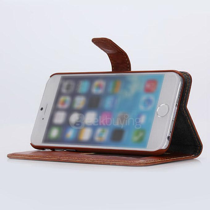 [Wholesale] 10pcs Protective Leather Case Back Case With Holder/Card Slots/Wallet For Apple iPhone 6s Plus 5.5inch - Brown