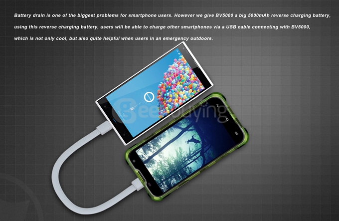 Blackview BV5000 4G LTE IP67 Waterproof 5.0inch Android 5.1 2GB 16GB Smartphone MT6735P Quad Core 1.0GHz 8.0MP 4780mAh - Black