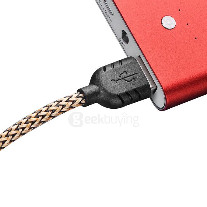 Remax Nylon Fiber Double Sided Micro USB Cable Fast Charging Data Sync Flat Cord for Samsung HTC Huawei Xiaomi And More Android Phones - Yellow