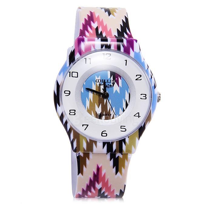 Willis 9918 Colored Wave Designs Ultra-thin Waterproof Children Watch - White