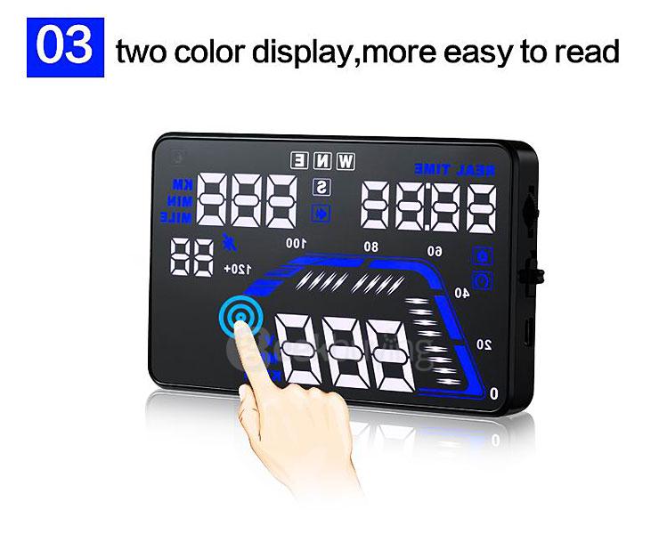Q7 5.5'' GPS HUD Head Up Display Windscreen Projector Model Display - Black